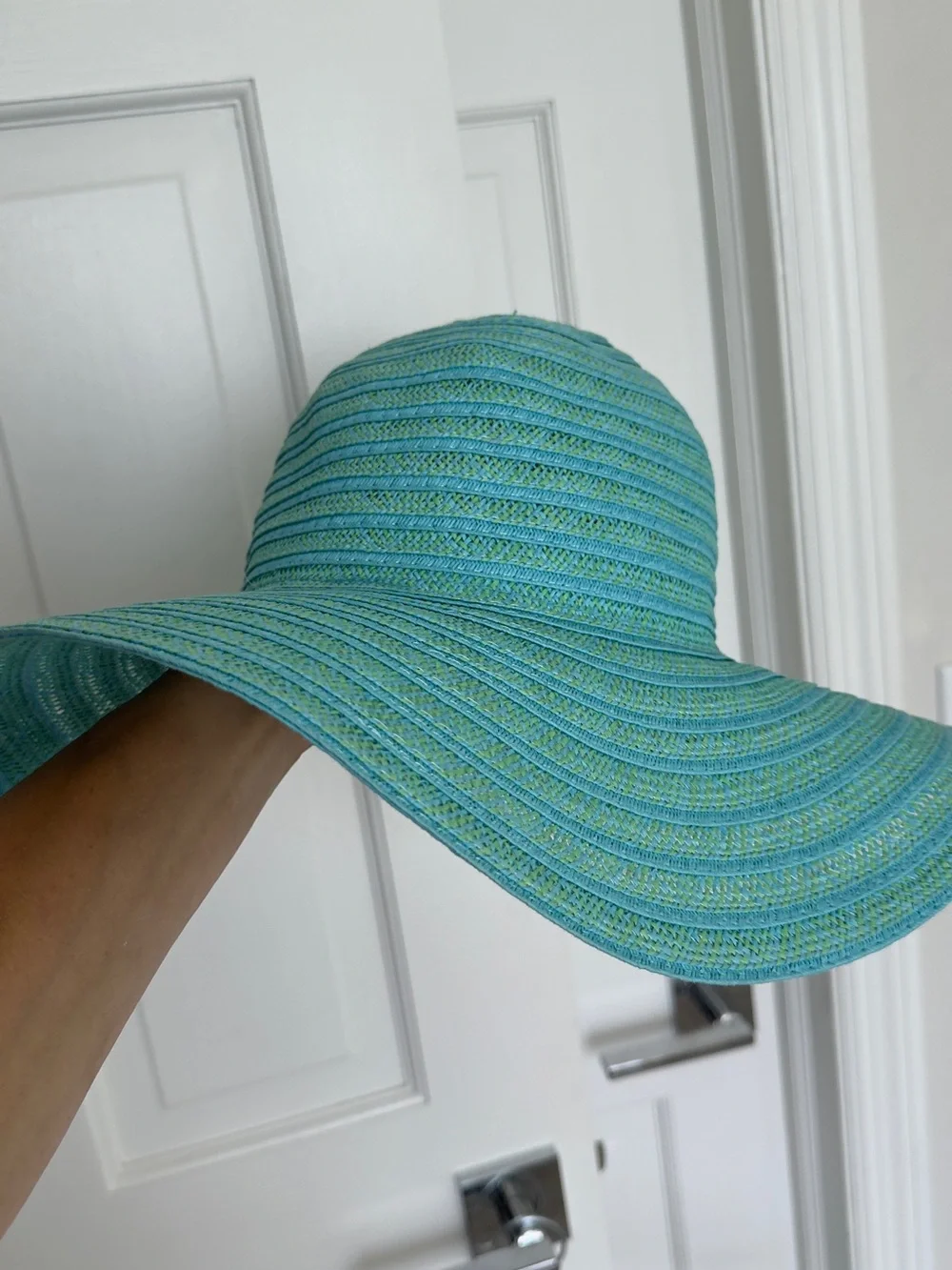 Echo Women’s Packable Wide Brim Sun Hat Aqua Blue Green S/M